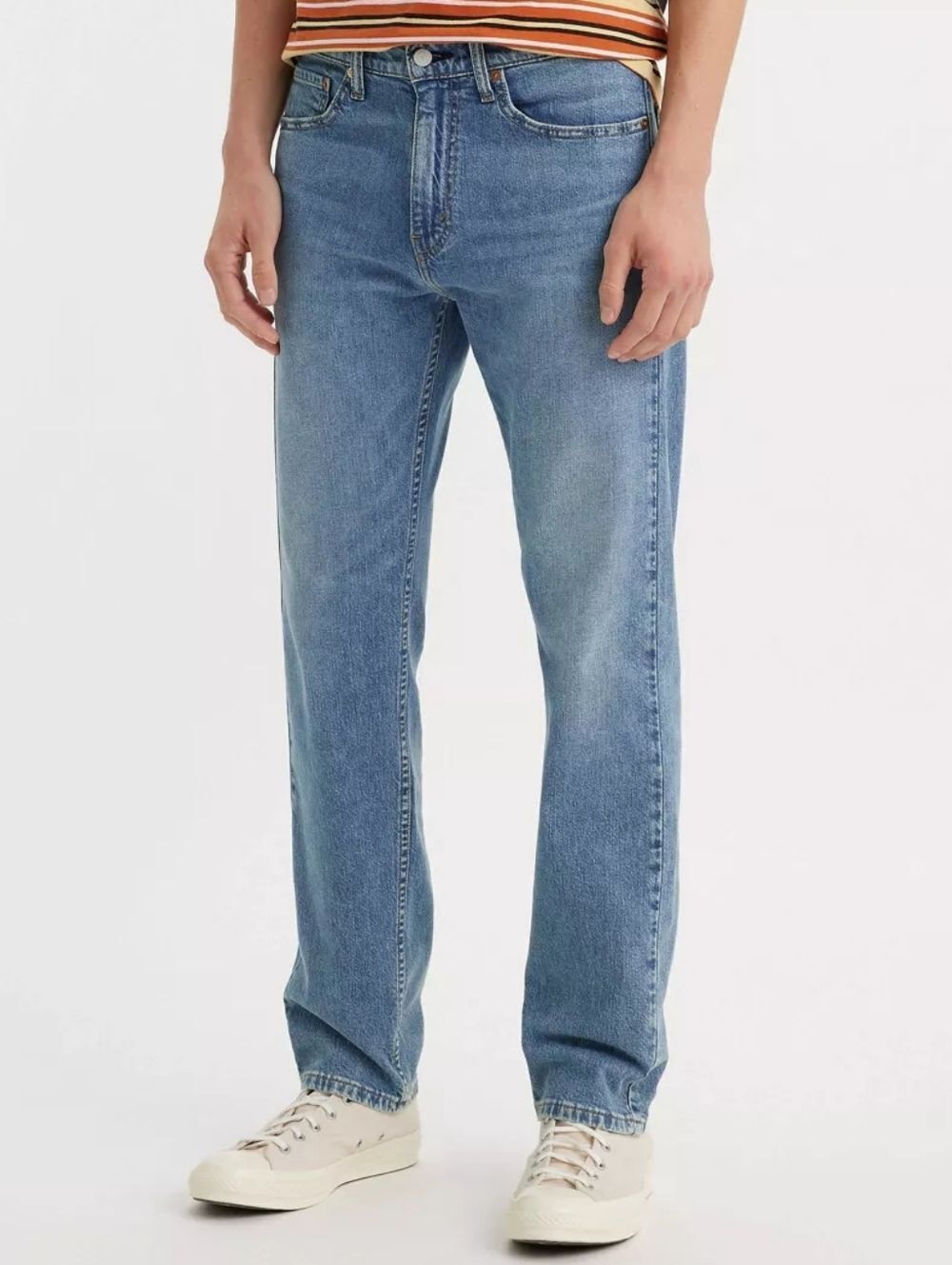 Levis Mens Blue 505 Regular Fit Mid Rise Straight Leg Denim Jeans Size 34x30